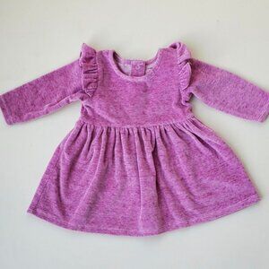 Fairytale velour dress ruffle shoulder long sleeve
